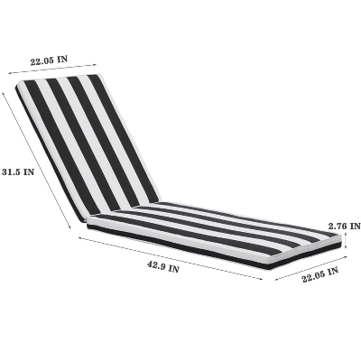 FURNIinspire Outdoor Seat Cushions Patio Lounge Chair Cushion Replacement, Black And White Stripes Cushion, Multicolored, 74.4"*22.05"*2.76" 2 FURNIinspire Outdoor Seat Cushions Patio Lounge Chair Cushion Replacement, Black And White Stripes Cushion, Multicolored, 74.4"*22.05"*2.76" - Image 2