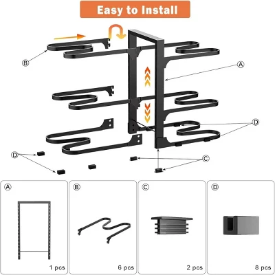 FURNIinspire Pots And Pans Organizer Stainless Steel Pots Organizer Rack For Cookware, Pots Rack For Kitchen Storage, Black, 9.75"*17.55"*2.34" 5 FURNIinspire Pots And Pans Organizer Stainless Steel Pots Organizer Rack For Cookware, Pots Rack For Kitchen Storage, Black, 9.75"*17.55"*2.34" - Image 5
