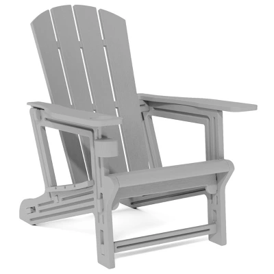 FURNIinspire Patio Accent Chairs Outdoor Folding Chairs Adirondack Chair, Portable Chair With Handles For Beach, Backyard, Gray, 31.4"*29.6"*36.4" 1 FURNIinspire Patio Accent Chairs Outdoor Folding Chairs Adirondack Chair, Portable Chair With Handles For Beach, Backyard, Gray, 31.4"*29.6"*36.4"