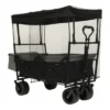 FURNIinspire Outdoor Serving Carts 480Lbs Collapsible Wagon With Canopy Lightweight Foldable Wagon With Mosquito Net, Black, 45.28"*22.83"*38.78"
