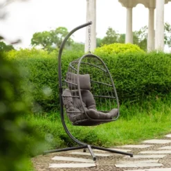 FURNIinspire Patio Swings Outdoor Indoor Outdoor Wicker Hanging Chair Swing Chair Egg Chair, Patio Swing With Gray Cushion, Gray, 36“*36"*77" 8 FURNIinspire Patio Swings Outdoor Indoor Outdoor Wicker Hanging Chair Swing Chair Egg Chair, Patio Swing With Gray Cushion, Gray, 36“*36"*77" -Home Decor GUEST f7f85132 271f 4503 b06d e499919d91f3