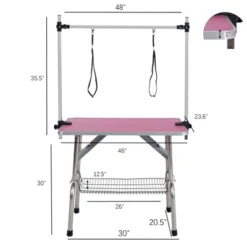 FURNIinspire Pet Grooming Tools Foldable Pet Grooming Table For Pet Large Dogs And Cats With Adjustable, Bathing Station, Pink, 48"*23.6"*65.5" -Home Decor GUEST f8b4d363 fcc2 4f26 a55f 81a54a105104