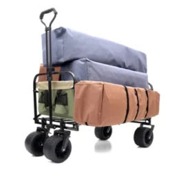 FURNIinspire Outdoor Serving Carts 440lbs Collapsible Foldable Wagon Cart With Strapping System For Camping Sports, Green, 35.04"*22.44"*38.58" -Home Decor GUEST f8d86012 75fa 4def b58d e2d481f9a1c1