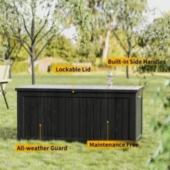 FURNIinspire Deck Boxes, Outdoor Storage Box With Waterproof Function For Gardening Tools, Pool Supplies, Patio Furniture, Black, 57.87"*32.24"*33.66" 8 FURNIinspire Deck Boxes, Outdoor Storage Box With Waterproof Function For Gardening Tools, Pool Supplies, Patio Furniture, Black, 57.87"*32.24"*33.66" -Home Decor GUEST fa52c9c6 e2b4 4803 951f ea14f7d25376