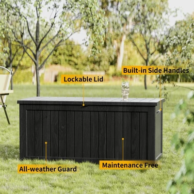 FURNIinspire Deck Boxes, Outdoor Storage Box With Waterproof Function For Gardening Tools, Pool Supplies, Patio Furniture, Black, 57.87"*32.24"*33.66" 4 FURNIinspire Deck Boxes, Outdoor Storage Box With Waterproof Function For Gardening Tools, Pool Supplies, Patio Furniture, Black, 57.87"*32.24"*33.66" - Image 4