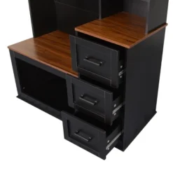 FURNIinspire Hall Trees Clothes Rack Hat Organizer Coat Rack Entryway Bench With 3 Shelves, Drawers, 3 Hooks For Hallway, Black, 16.5"*40.2"*71.3" -Home Decor GUEST fb294ca4 ae4d 448a b56c b901092a2b75