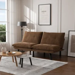 FURNIinspire Leather Feeling Convertible Folding, Modern Sofa Bed, Brown, 67"*16"*32" -Home Decor GUEST fb53c3a6 e20c 43dd 983a b47ecbbbe387