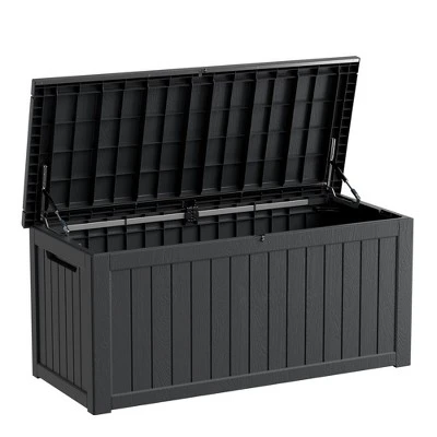 FURNIinspire Deck Boxes, Outdoor Storage Box With Waterproof Function For Gardening Tools, Pool Supplies, Patio Furniture, Black, 57.87"*32.24"*33.66" 5 FURNIinspire Deck Boxes, Outdoor Storage Box With Waterproof Function For Gardening Tools, Pool Supplies, Patio Furniture, Black, 57.87"*32.24"*33.66" - Image 5