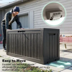 FURNIinspire Deck Boxes 75 Gallon Waterproof Resin Deck Box, Outdoor And Indoor Storage Container Storage Bin, All Weather Use, Black, 18“*46”*23“ -Home Decor GUEST fc352f1b b9d2 4994 bb13 9a34412ed933