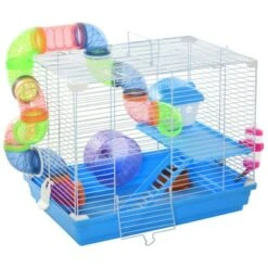FURNIinspire 2-Tier Hamster Cage With Wheel And Water Bottle,19"*11.75"*14.5"