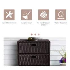 FURNIinspire Utility Storage Cabinet Outdoor Towel Cabinet PE Rattan Pool Storage Organizer Weather Safe Material, Brown, 33.50"*20.90"*24.80" -Home Decor GUEST fdf173d4 a432 4b0e b60a d35acb6e1ac5
