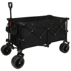 FURNIinspire Outdoor Serving Carts Heavy Duty Foldable Utility Wagon Terrain Quiet Wheels For Camping Gardening Picnic, Black, 38.58"*24.02"*39.17" -Home Decor GUEST fe2bf8fd 4a7f 496b 8086 52c5473f7f0d