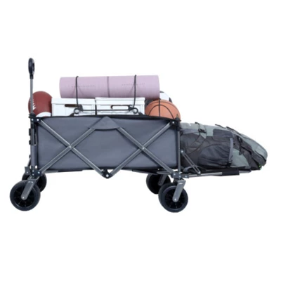 FURNIinspire Outdoor Serving Carts Collapsible Folding Wagon 300L Collapsible Wagon With Tailgate All-Terrain Wheels, Gray, 49.02"*22.05"*35.04" 3 FURNIinspire Outdoor Serving Carts Collapsible Folding Wagon 300L Collapsible Wagon With Tailgate All-Terrain Wheels, Gray, 49.02"*22.05"*35.04" - Image 3
