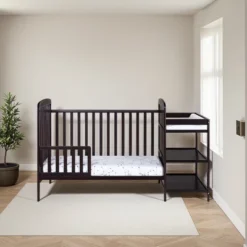FURNIinspire Cribs Convertible Crib Baby Crib Baby Bed, Toddler Crib Changer Combo, 3 In 1 Crib Nursery Cribs For Bedroom, Black, 70.5"*30.5"*41.75" -Home Decor GUEST fe775e14 4982 4d99 8ac9 678df74389f8