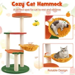 FURNIinspire Pet Tower Cute Cat Tree Fruit Style Cat Tower, Cat Climbing Tower, Indoor Pet Activity Center, Multicolored, 19"*19"*39" -Home Decor GUEST fe9386cc f621 4dec ae3d 512ffb3900dc