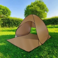 FURNIinspire Camping Tents Pop Up Beach Tent Sun Shade Shelter For Outdoor Beach Camping, Waterproof Tent Canopy, Brown, 64.96"*59.06"*43.3"
