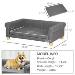 FURNIinspire Dog Couch Bed,Pet Sofa With Removable Seat Cushion,for Medium To Large Dogs Or Cats,42.25"*26.5"*13.75"