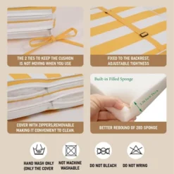 FURNIinspire Outdoor Seat Cushions 2pcs Outdoor Cushion Set Replacement, Yellow And White Stripes Seat Cushion, Multicolored, 74.4"*22.05"*2.8" 8 FURNIinspire Outdoor Seat Cushions 2pcs Outdoor Cushion Set Replacement, Yellow And White Stripes Seat Cushion, Multicolored, 74.4"*22.05"*2.8" -Home Decor GUEST ff75cade 6fbc 45f7 8903 6eb6bb734408